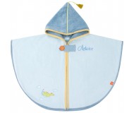 Cape de bain Dragon bleu personnalisée, brodée au prénom - L'OISEAU BATEAU - Bleu Griotte