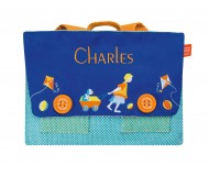 P'TIT CARTABLE Chariot brodé, personnalisé au prénom en tissu - L'Oiseau Bateau