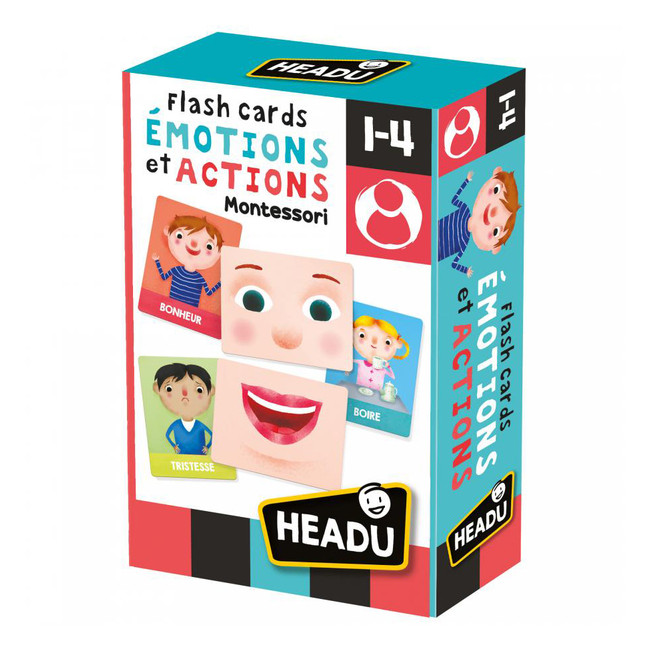 Flash cards Emotions et Actions Montessori Headu-Bleu Griotte