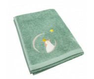 Serviette de bain vert d'eau Pingouin personnalisable (50 x 100 cm) L'Oiseau Bateau - Bleu Griotte