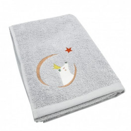 Serviette de bain grise Ours personnalisable (50 x 100 cm) L'Oiseau Bateau - Bleu Griotte