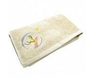 Serviette de bain beige Daim personnalisable (70 x 140 cm) L'Oiseau Bateau - Bleu Griotte