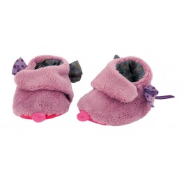 Chaussons rose Les jolis pas beaux en tissu - Moulin Roty - Bleu Griotte