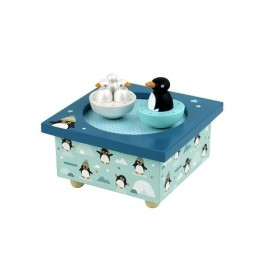 Boîte à musique Trousselier PINGOUIN en bois - Bleu Griotte