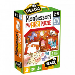 Montessori first puzzle ferme Headu - Bleu Griotte