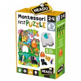 Montessori first puzzle jungle Headu - Bleu Griotte