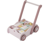 CHARIOT DE MARCHE ROSE AVEC BLOCS DE CONSTRUCTION - LITTLE DUTCH - Bleu Griotte