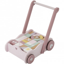 CHARIOT DE MARCHE ROSE AVEC BLOCS DE CONSTRUCTION - LITTLE DUTCH - Bleu Griotte