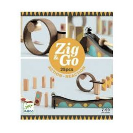 Circuit de billes Zig and Go en bois - Bleu Griotte