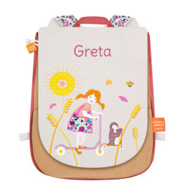SAC A DOS Fille à la trottinette brodé, personnalisé au prénom - L'Oiseau Bateau - Bleu Griotte SAC A DOS Fille à la trottinette brodé, personnalisé au prénom - L'Oiseau Bateau - Bleu Griotte