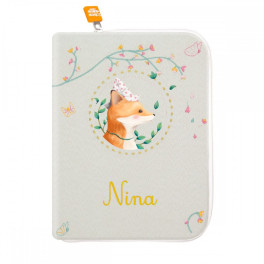 PROTEGE CARNET DE SANTE  - Renard Chapeau brodé, personnalisé au prénom - L'Oiseau Bateau