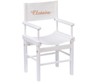 Fauteuil metteur en scène personnalisé en bois blanc - MOULIN ROTY- Bleu Griotte