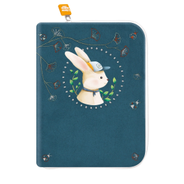 PROTEGE CARNET DE SANTE  - Lapin Casquette brodé, personnalisé au prénom - L'Oiseau Bateau