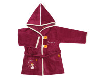 Peignoir Souris framboise personnalisé, brodé au prénom 2/4 ans - L'OISEAU BATEAU - Bleu Griotte