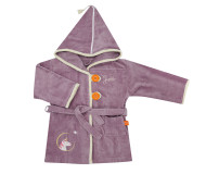 Peignoir Licorne parme personnalisé, brodé au prénom 2/4 ans - L'OISEAU BATEAU - Bleu Griotte