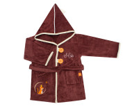 Peignoir Tigre chocolat personnalisé, brodé au prénom 4/6 ans - L'OISEAU BATEAU - Bleu Griotte