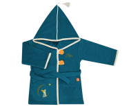 Peignoir Laton pétrole personnalisé, brodé au prénom 4/6 ans - L'OISEAU BATEAU - Bleu Griotte