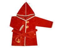 Peignoir Panda roux terracotta personnalisé, brodé au prénom 4/6 ans - L'OISEAU BATEAU - Bleu Griotte