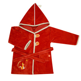 Peignoir Panda roux terracotta personnalisé, brodé au prénom 4/6 ans - L'OISEAU BATEAU - Bleu Griotte