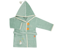 Peignoir Pingouin vert personnalisé, brodé au prénom 4/6 ans - L'OISEAU BATEAU - Bleu Griotte