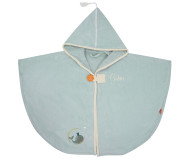 Cape de bain Baleine Lagon personnalisée, brodée au prénom - L'OISEAU BATEAU - Bleu Griotte