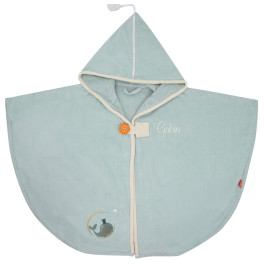 Cape de bain Baleine Lagon personnalisée, brodée au prénom - L'OISEAU BATEAU - Bleu Griotte
