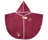 Cape de bain Souris Framboise personnalisée, brodée au prénom - L'OISEAU BATEAU - Bleu Griotte