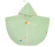 Cape de bain Tortue Menthalo personnalisée, brodée au prénom - L'OISEAU BATEAU - Bleu Griotte