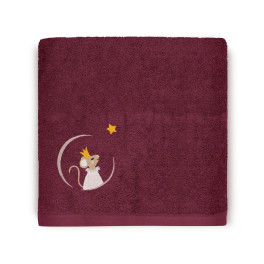 Serviette de bain Souris framboise personnalisable (70 x 140 cm) L'Oiseau Bateau - Bleu Griotte