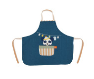 Tablier Panda copain d'abord personnalis&eacute; au pr&eacute;nom L'Oiseau Bateau - Bleu Griotte
