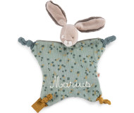 Doudou brod&eacute; au pr&eacute;nom  Lapin sauge Trois petits lapin Moulin Roty - BleuGriotte